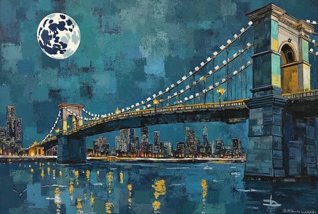Brooklyn Bridge Full Moon