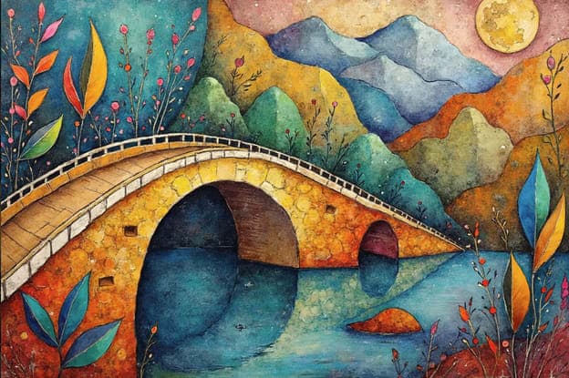 Folk Art Bridge Moonrise