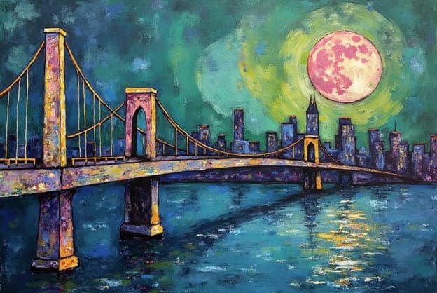 Twilight Bridge Pink Moon