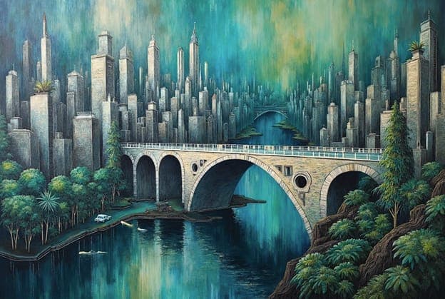 Futuristic City Arch Bridge