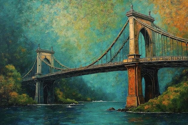 Teal Gothic Suspension Bridge