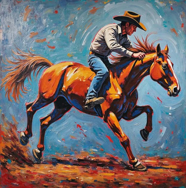 Blue Splatter Bronc Rider