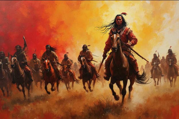 Warrior Leads Mounted Charge