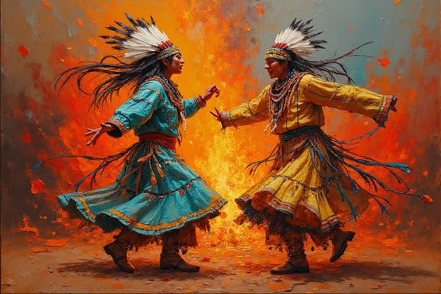 Teal Gold Dance Fire