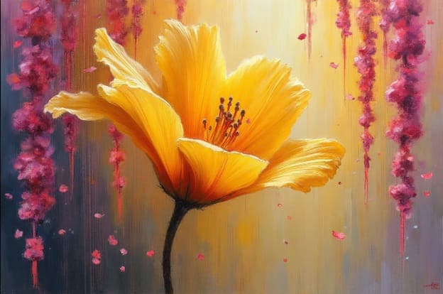 Yellow Poppy Pink Drip