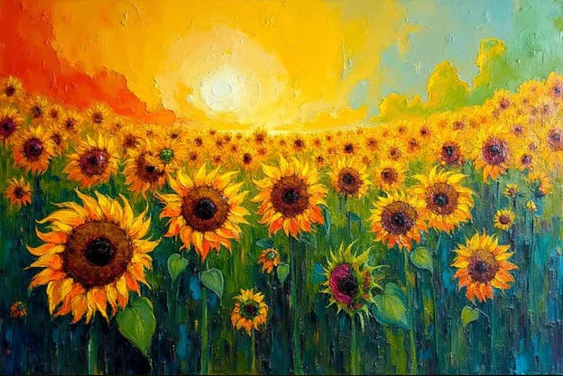 Sunflower Field Sunset Glow