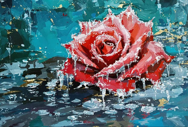 Pink Rose Teal Gold Flecks