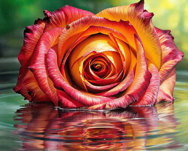 Orange Rose Ladybug Water