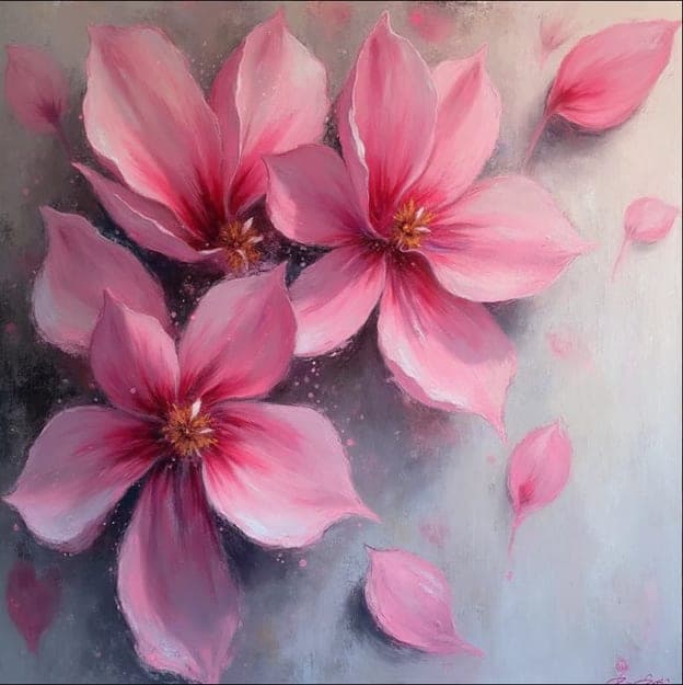 Pink Magnolia Trio Gray