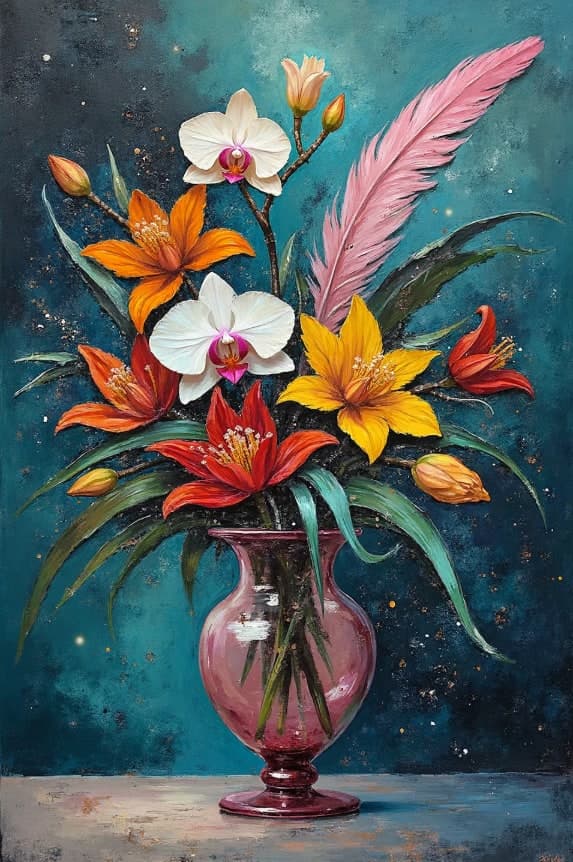 Orchid Lily Feather Starry Vase