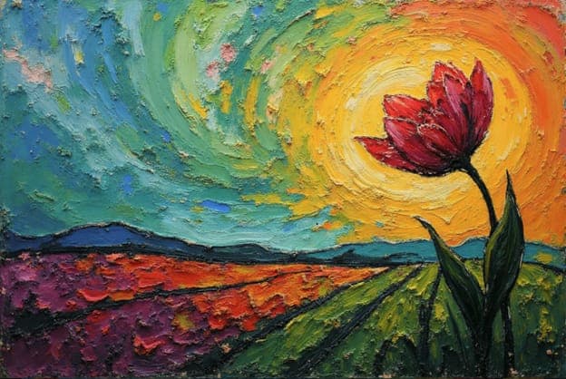 Red Tulip Swirl Sunset