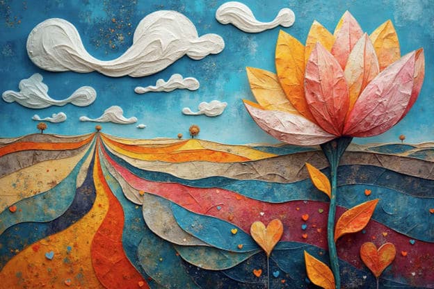 Papercut Lotus Striped Hills