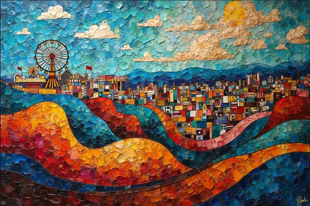Ferris Wheel Cityscape Dunes
