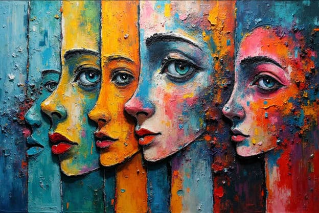 Row Of Profiles Striped Bg