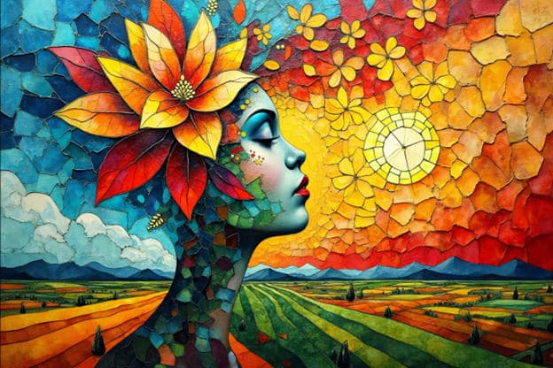 Mosaic Profile Flower Crown Farmland