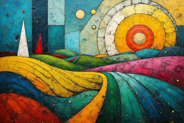 Sun Circles Colorful Hills