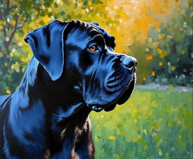 Black Cane Corso Backyard Autumn