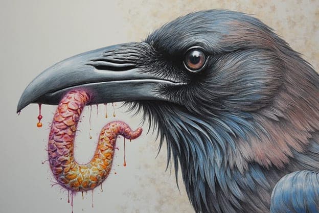 Colored Pencil Raven Drip Worm Tan