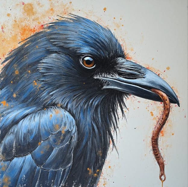 Blue Black Raven Splatter Worm Tan Bg