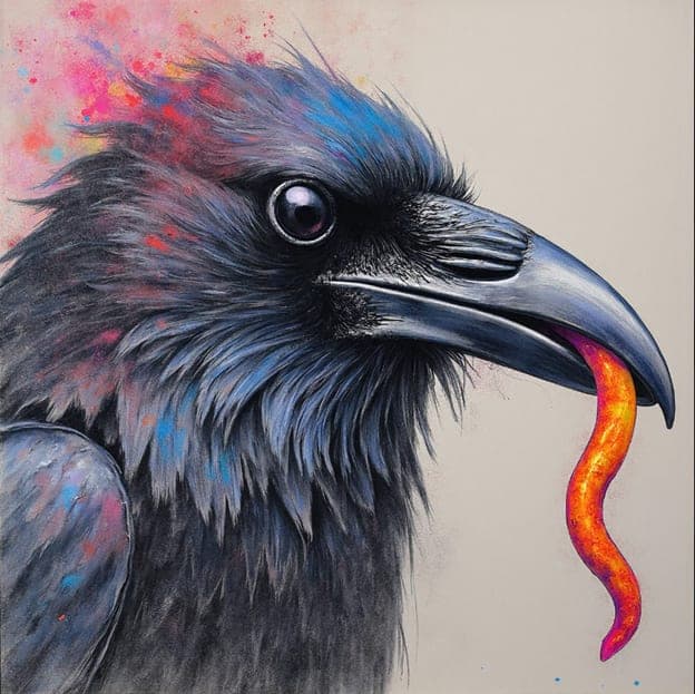 Pink Blue Splatter Raven Orange Worm
