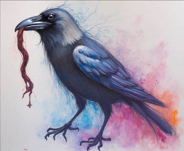 Blue Purple Raven Red Worm Pink Splatter