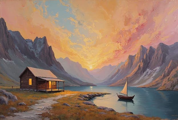 Mountain Lake Cabin Sailboat
