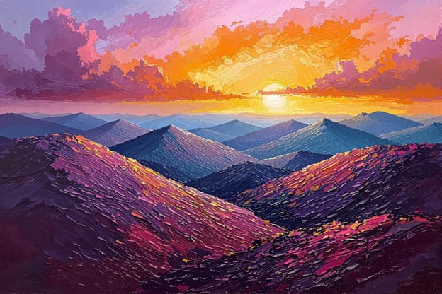 Purple Pink Sunset Mountains