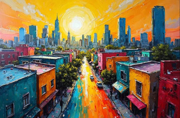 Sunburst City Street Colorful