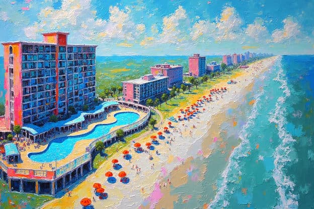 Myrtle Beach Resort Aerial Umbrellas