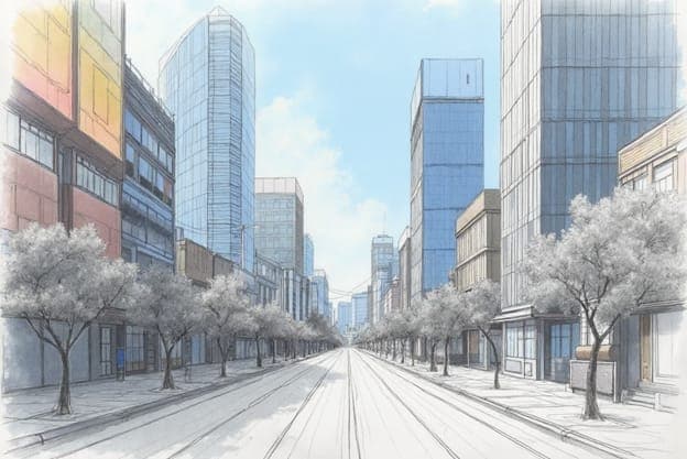 Pencil City Street Trees Sketch