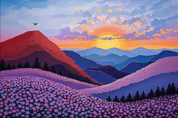 Wildflower Meadow Sunset Clouds