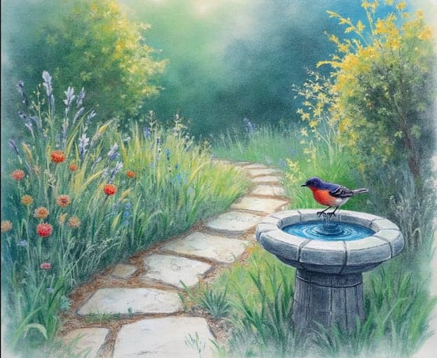 Garden Path Birdbath Bluebird