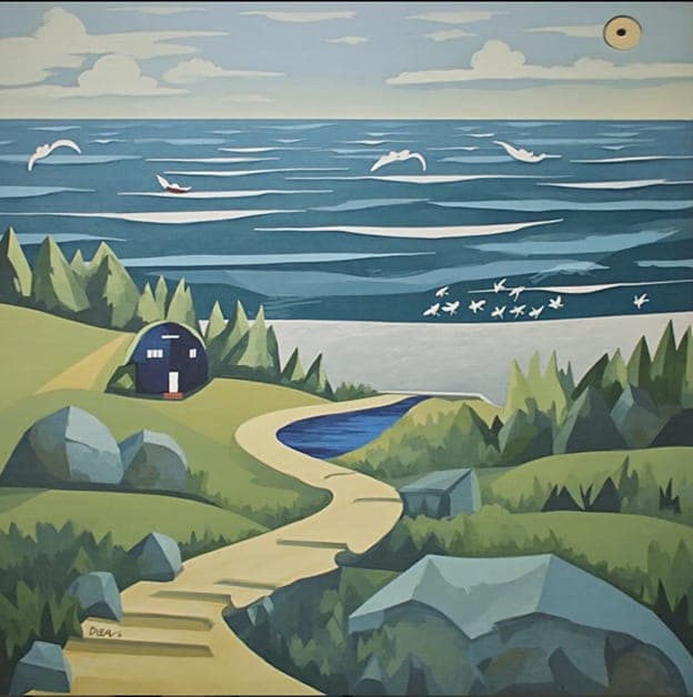Coastal Path Cottage Rocks Sunset Moon