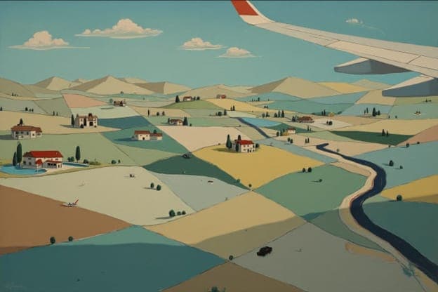 Airplane Wing Aerial Patchwork Farmland Villas