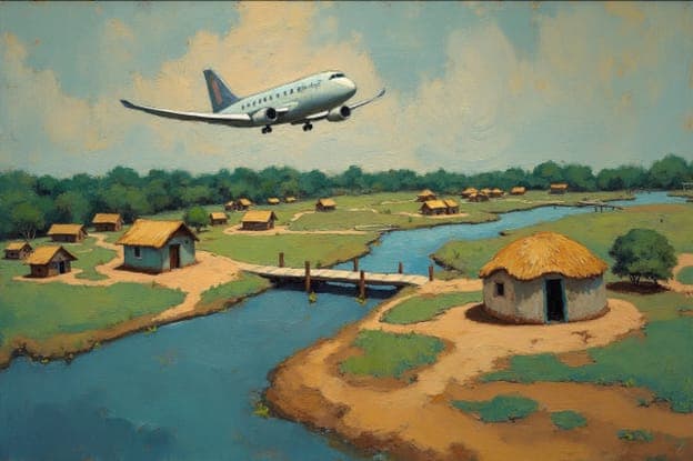 Airplane Village Thatched Huts River