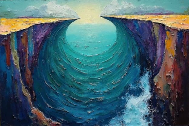 Canyon Chasm Ocean Waves Glowing Wide