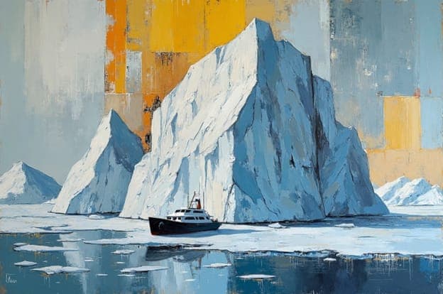 Iceberg Orange Abstract Background White Boat