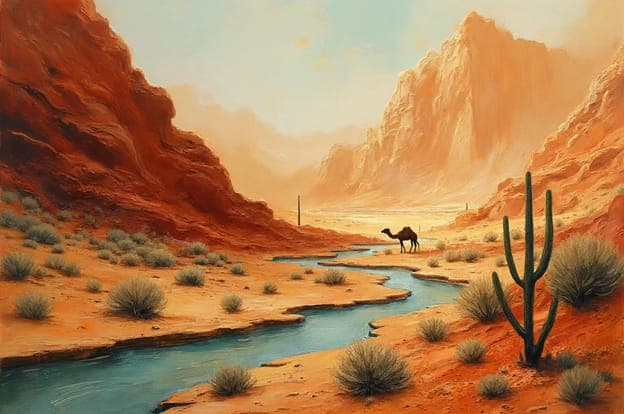 Desert Canyon Camel Stream Cactus 2
