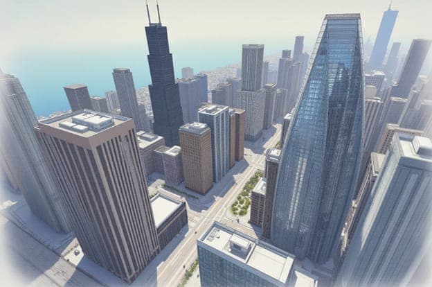 Chicago Aerial Skyline Willis Tower Hazy