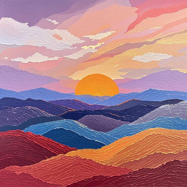 Geometric Mountain Sunset Red Blue Orange