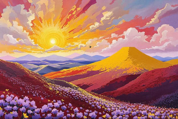 Mount Fuji Wildflower Hills Sunburst
