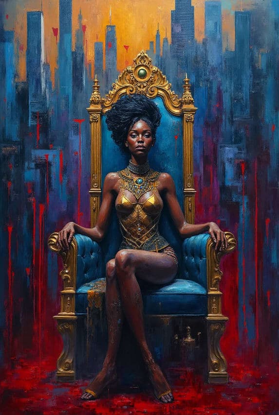 Gold Throne Queen City Skyline Red Floor