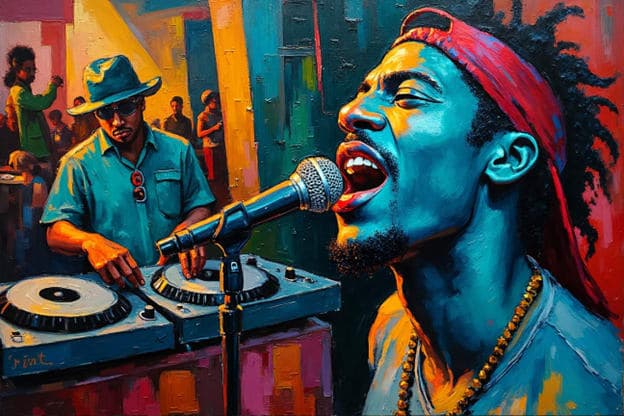 Rapper Red Bandana Blue Portrait Dj Bg