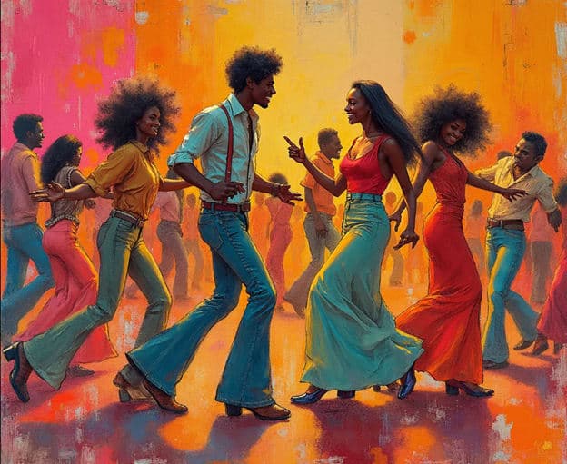 Seventies Dancers Afros Bellbottoms