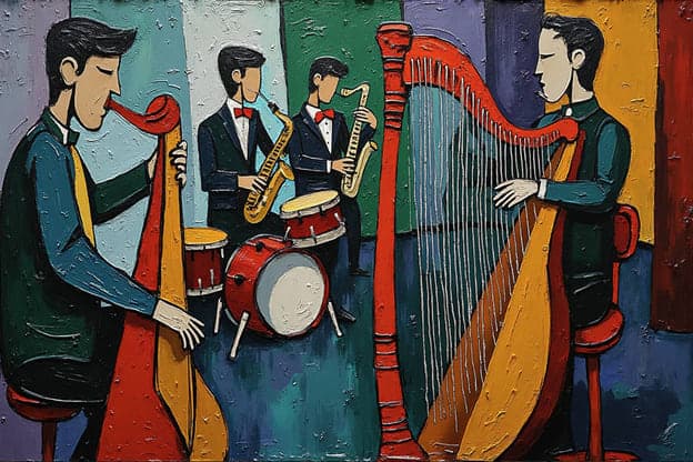 Cubist Harpist Bassist Drummer Saxophonists