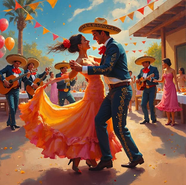 Flamenco Couple Mariachi Festival Flags
