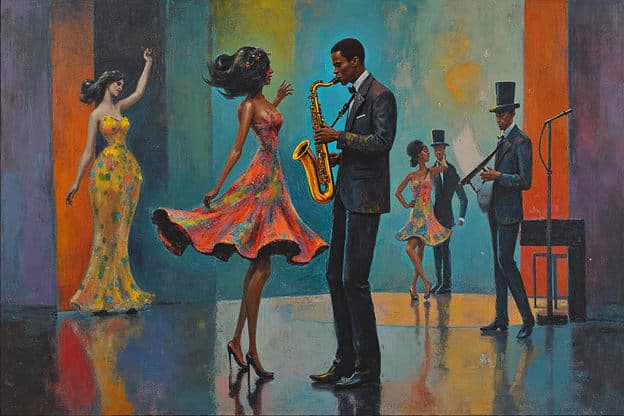 Saxophonist Dancer Singer Colorblock Stage