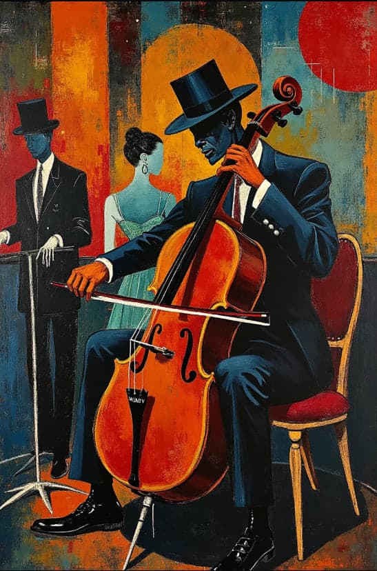Cubist Cellist Blue Skinned Top Hat