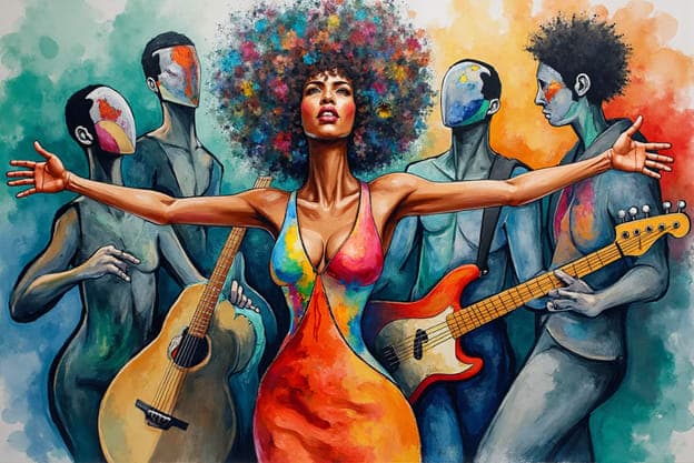 Abstract Band Woman Afro Colorful