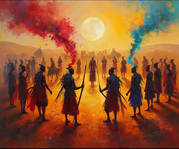 Warriors Standoff Colored Smoke Moon